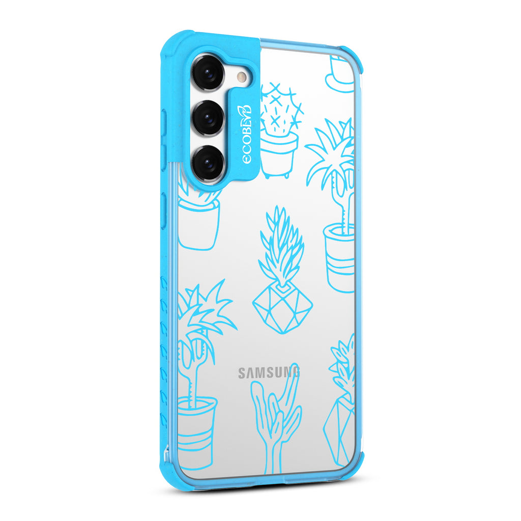 Succulent Garden  - Left-side View Of Blue & Clear Eco-Friendly Galaxy S23 Plus Case