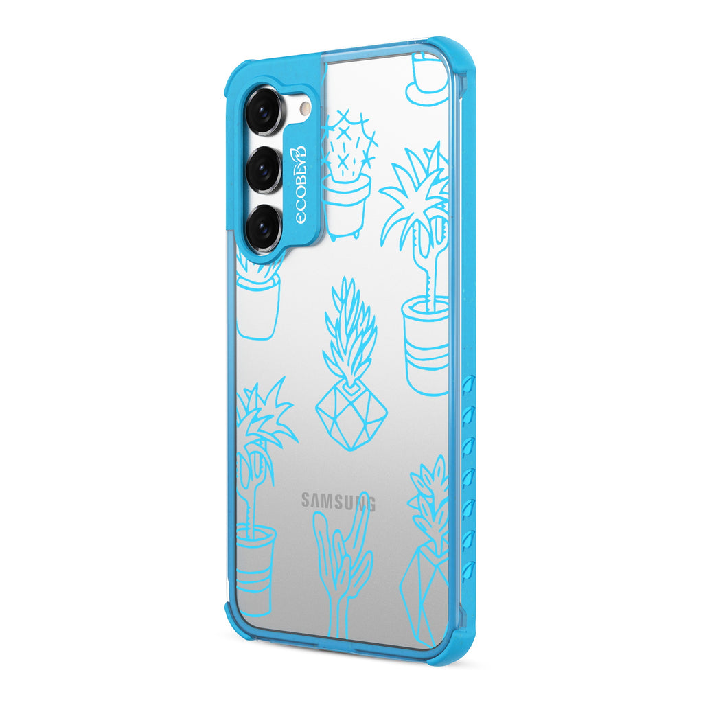 Succulent Garden - Right-side View Of Blue & Clear Eco-Friendly Galaxy S23 Case