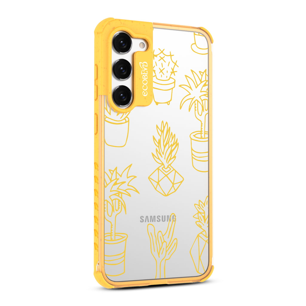 Succulent Garden  - Left-side View Of Yellow & Clear Eco-Friendly Galaxy S23 Case