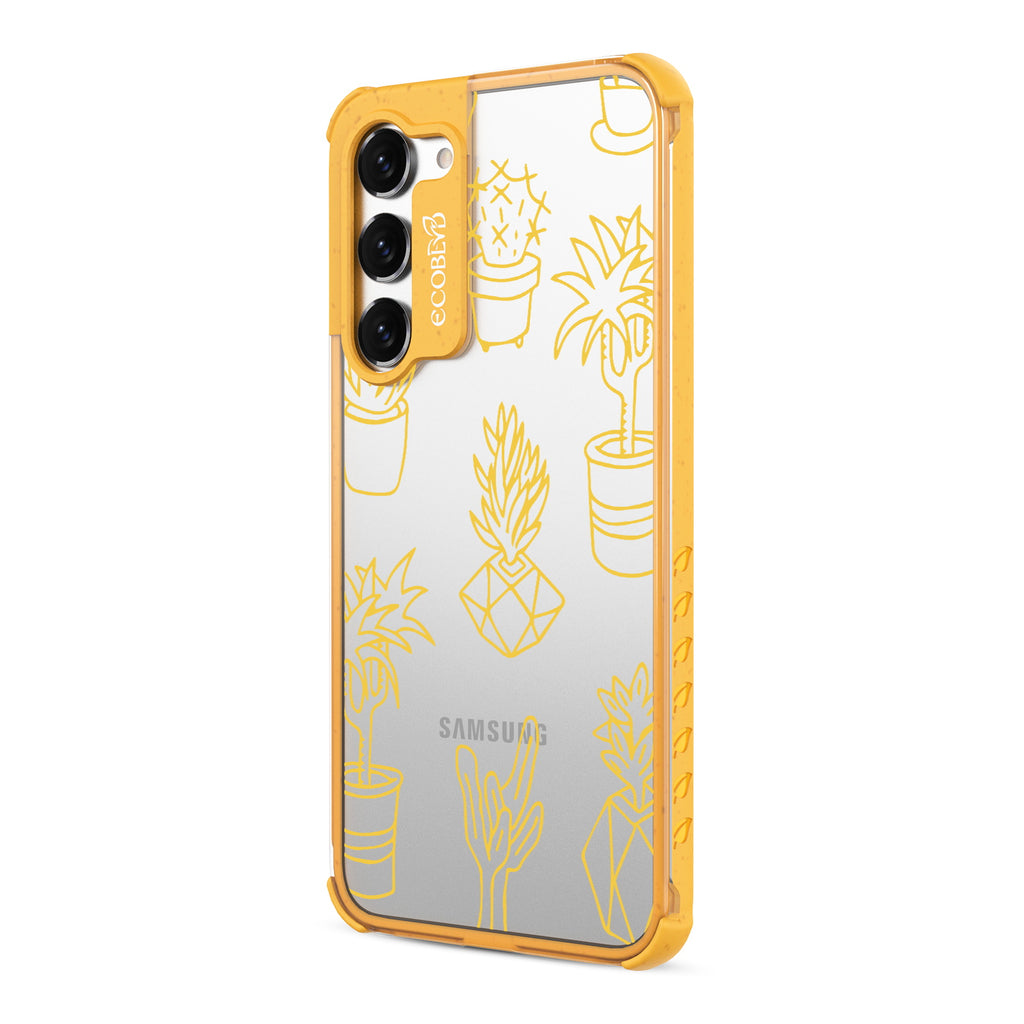 Succulent Garden - Right-side View Of Yellow & Clear Eco-Friendly Galaxy S23 Case