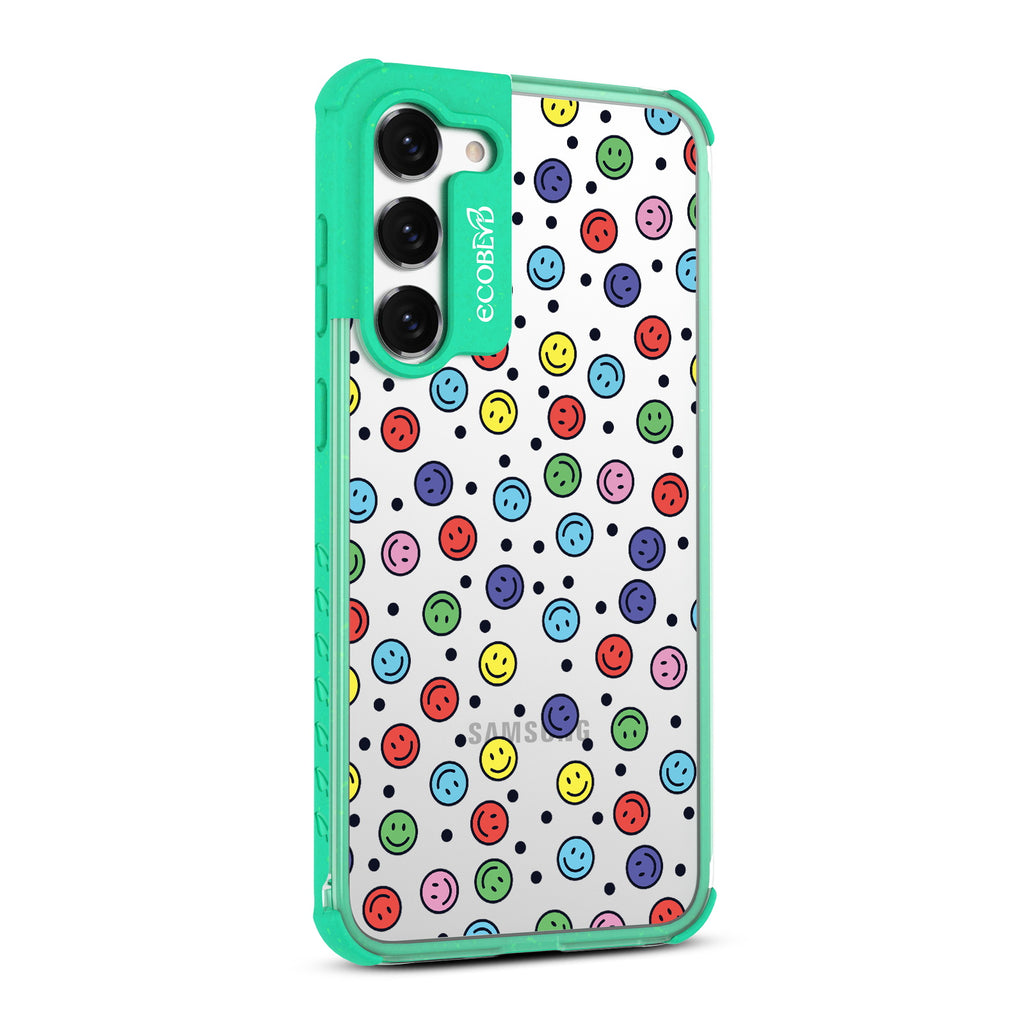 All Smiles - Left-side View Of Green & Clear Eco-Friendly Galaxy S23 Case