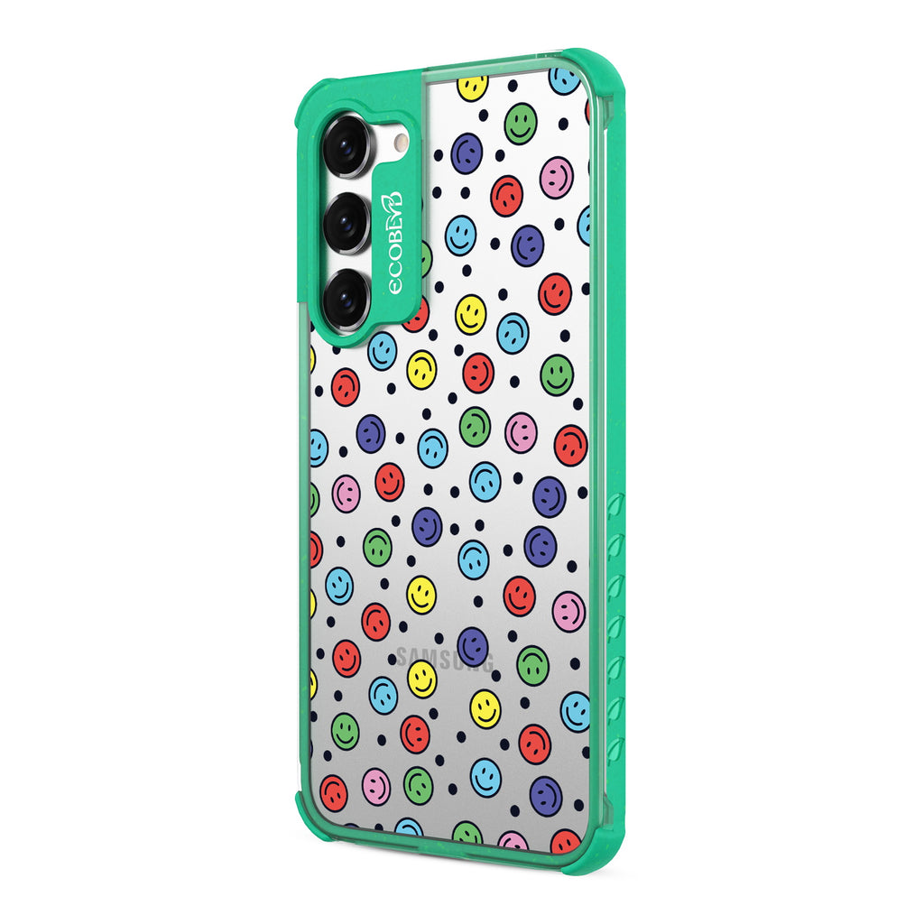All Smiles - Right-side View Of Green & Clear Eco-Friendly Galaxy S23 Case
