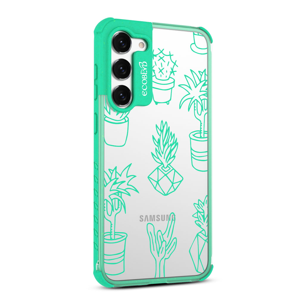 Succulent Garden  - Left-side View Of Green & Clear Eco-Friendly Galaxy S23  Case