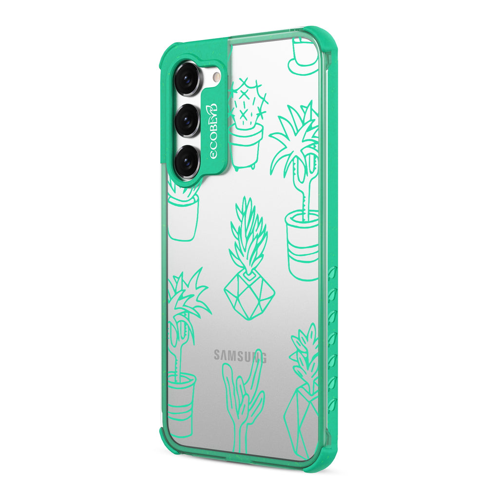 Succulent Garden - Right-side View Of Green & Clear Eco-Friendly Galaxy S23 Plus Case
