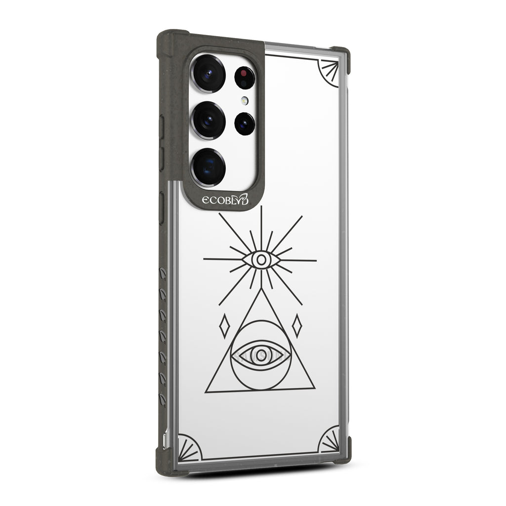 Tarot Card - Left-side View Of Black & Clear Eco-Friendly Galaxy S23 Ultra Case