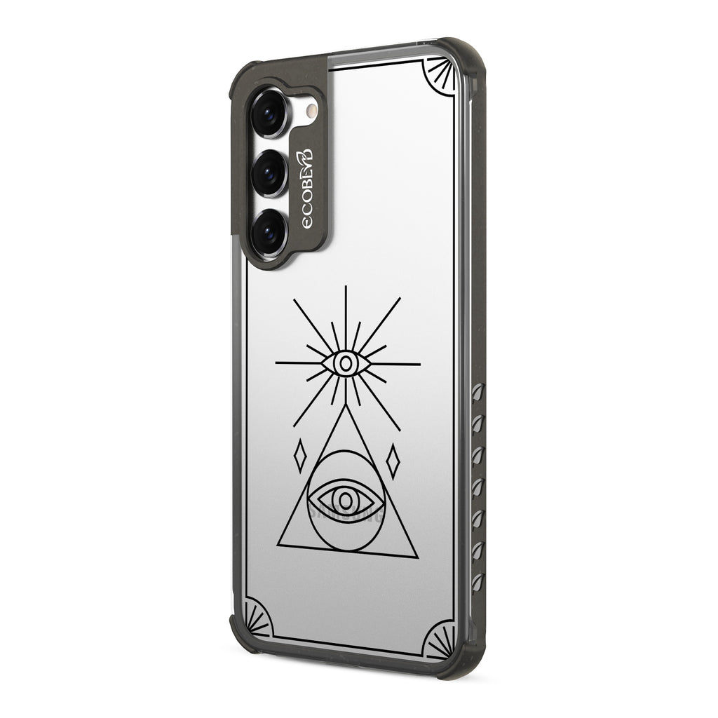 Tarot Card - Right-side View Of Black & Clear Eco-Friendly Galaxy S23 Case