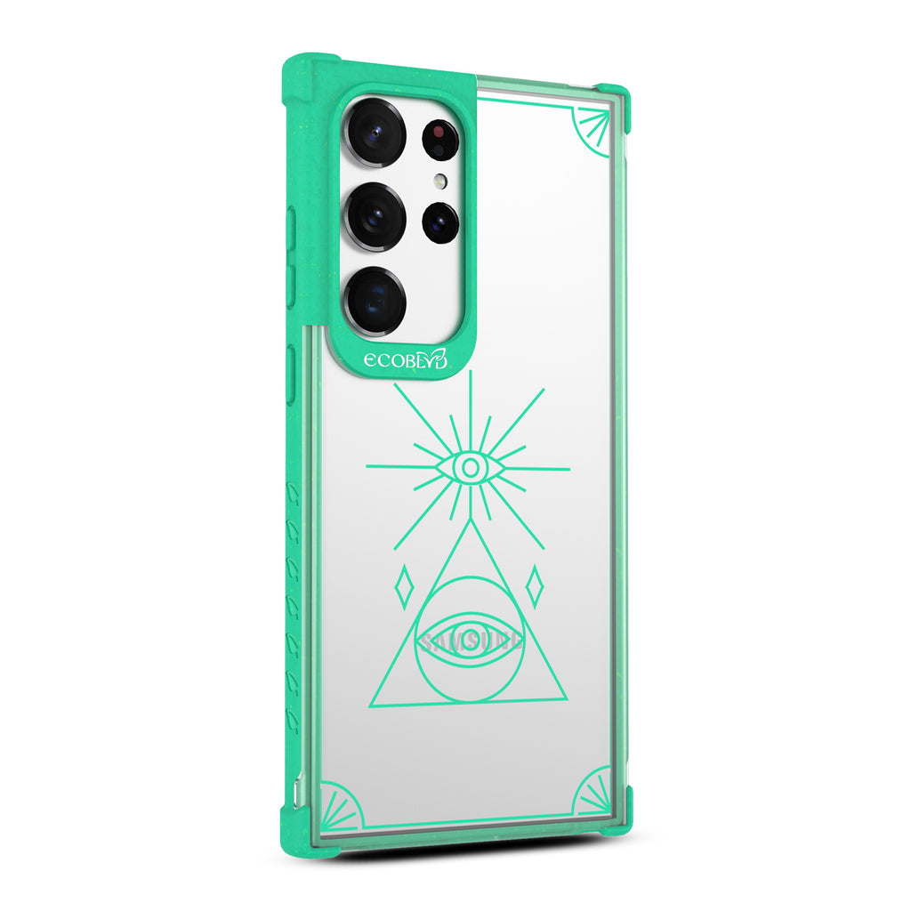 Tarot Card - Left-side View Of Green & Clear Eco-Friendly Galaxy S23 Ultra Case