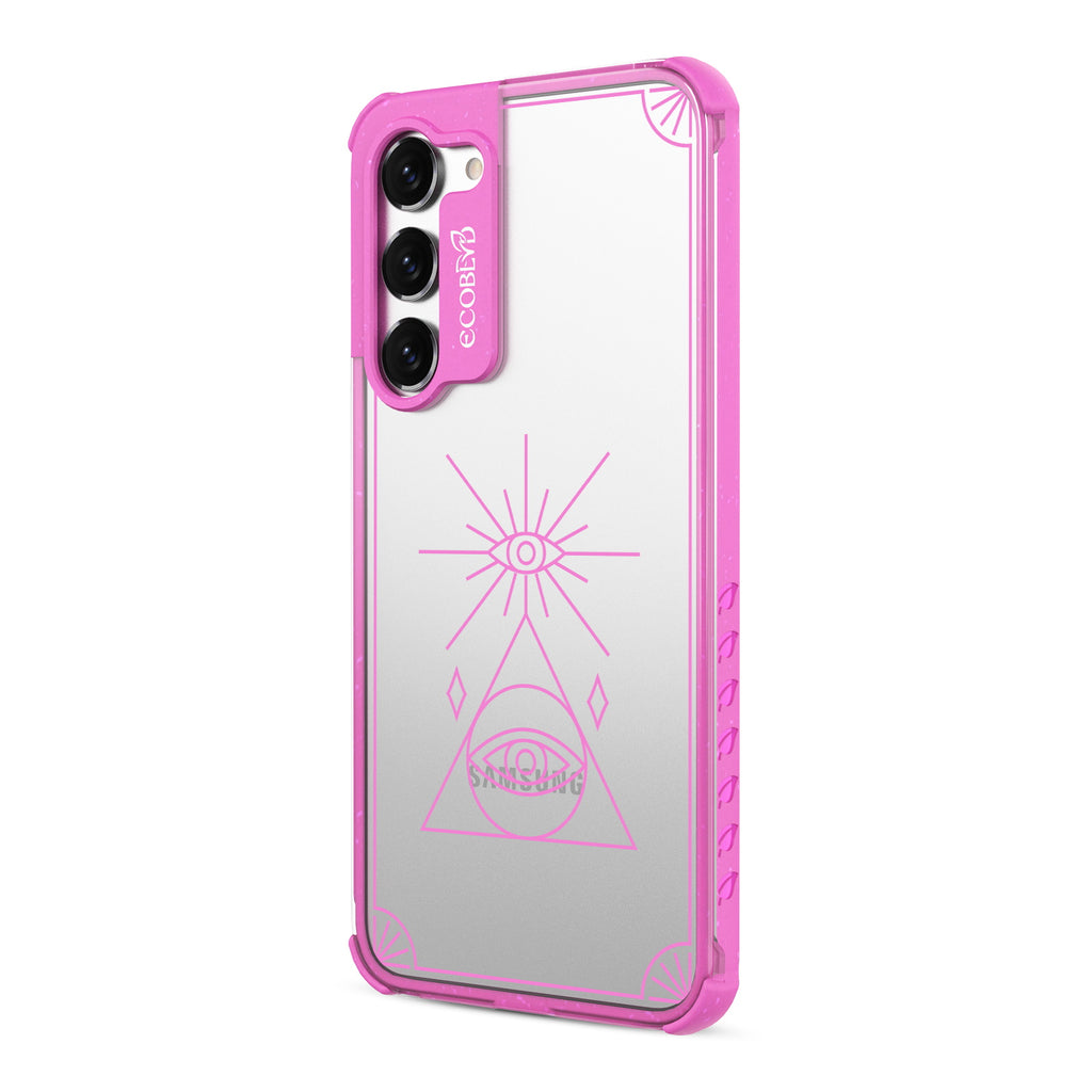 Tarot Card - Right-side View Of Pink & Clear Eco-Friendly Galaxy S23 Case