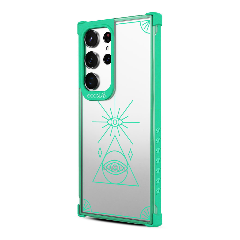 Tarot Card - Right-side View Of Green & Clear Eco-Friendly Galaxy S23 Ultra Case