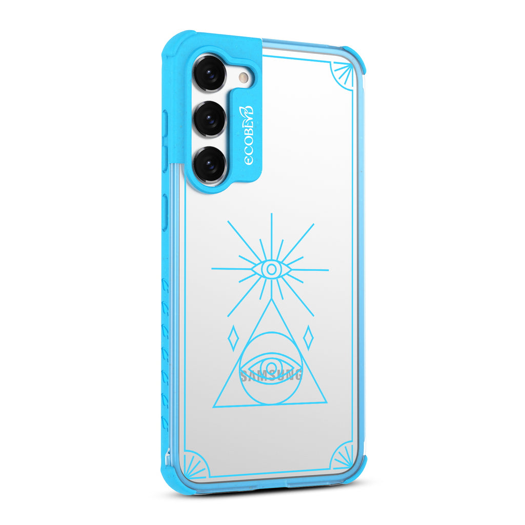 Tarot Card - Left-side View Of Blue & Clear Eco-Friendly Galaxy S23 Case