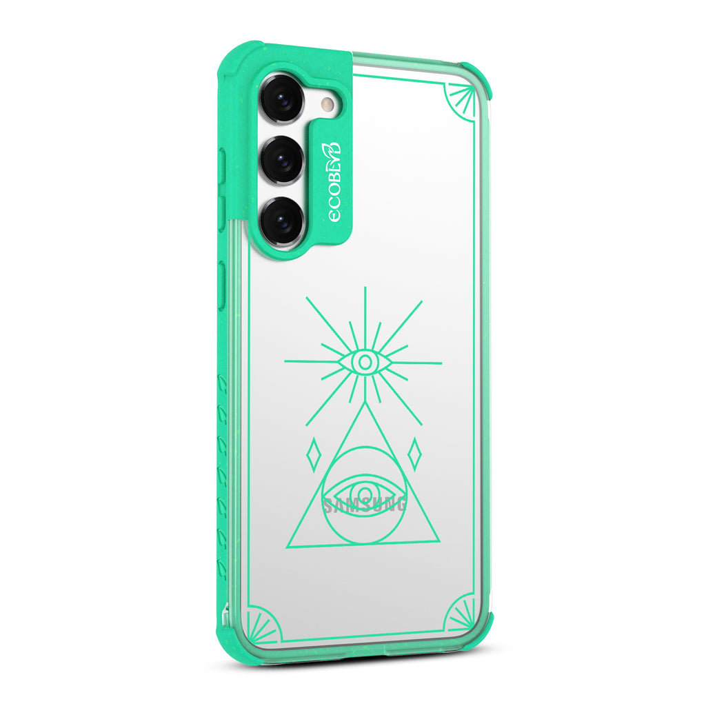 Tarot Card - Left-side View Of Green & Clear Eco-Friendly Galaxy S23 Case