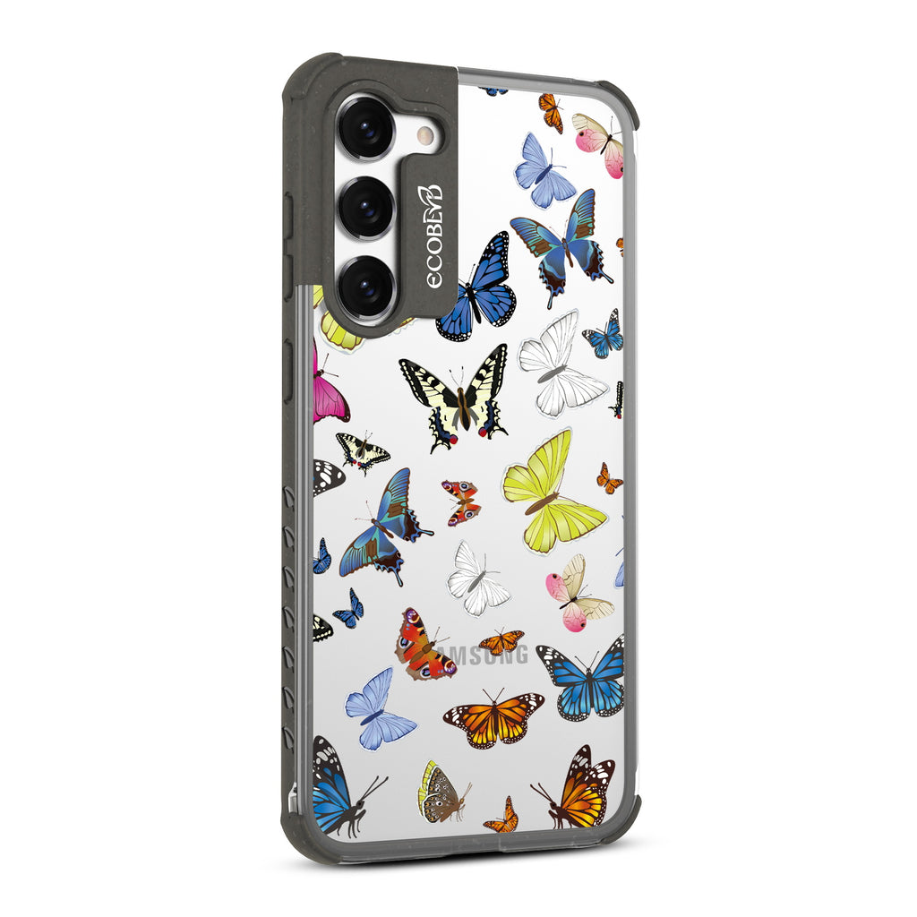 You Give Me Butterflies - Left-side View Of Black & Clear Eco-Friendly Galaxy S23 Case