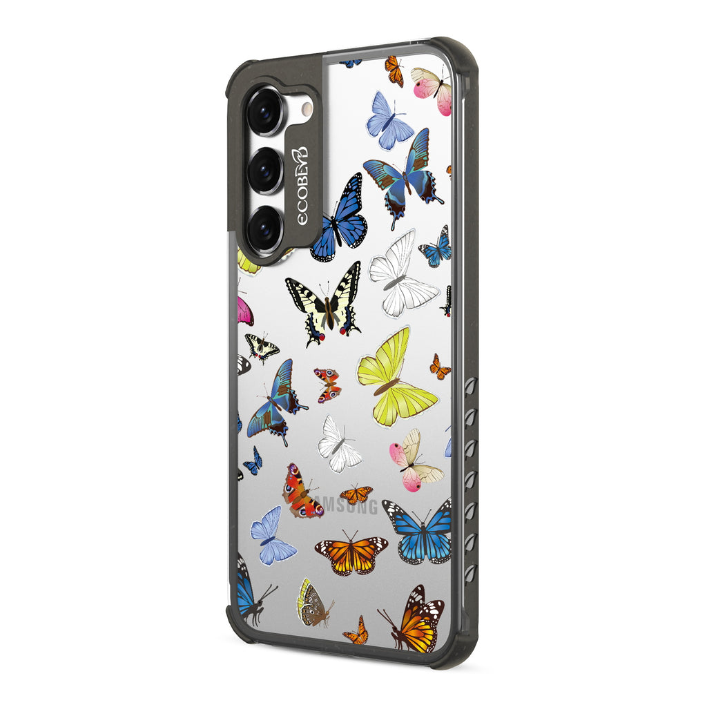 You Give Me Butterflies - Right-side View Of Black & Clear Eco-Friendly Galaxy S23 Case
