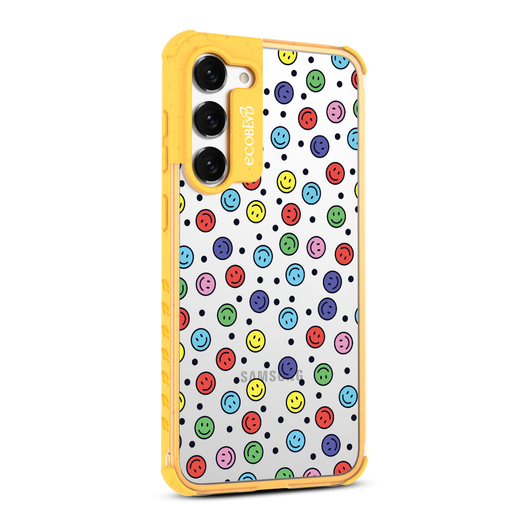 All Smiles - Left-side View Of Yellow & Clear Eco-Friendly Galaxy S23 Case