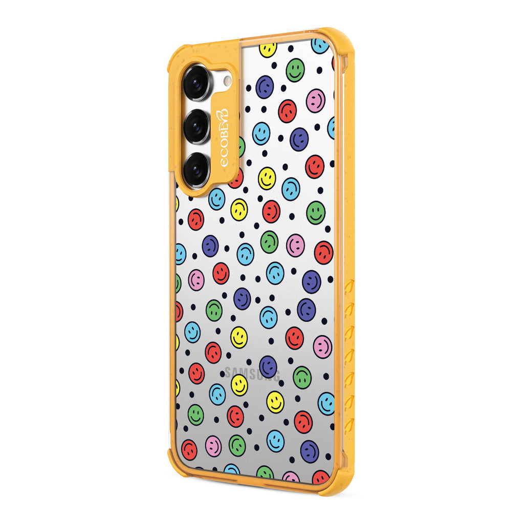 All Smiles - Right-side View Of Yellow & Clear Eco-Friendly Galaxy S23 Case