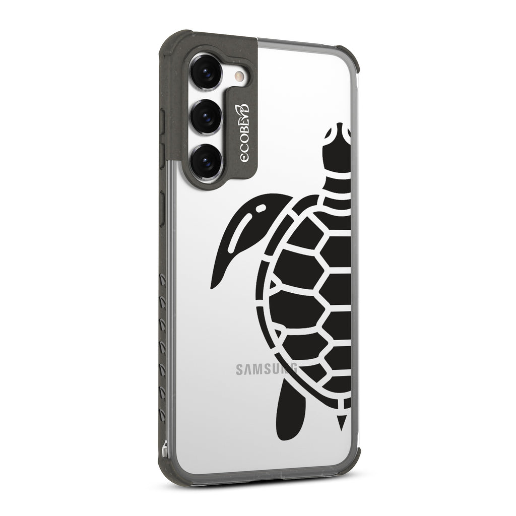 Sea Turtle - Left-side View Of Black & Clear Eco-Friendly Galaxy S23 Plus Case