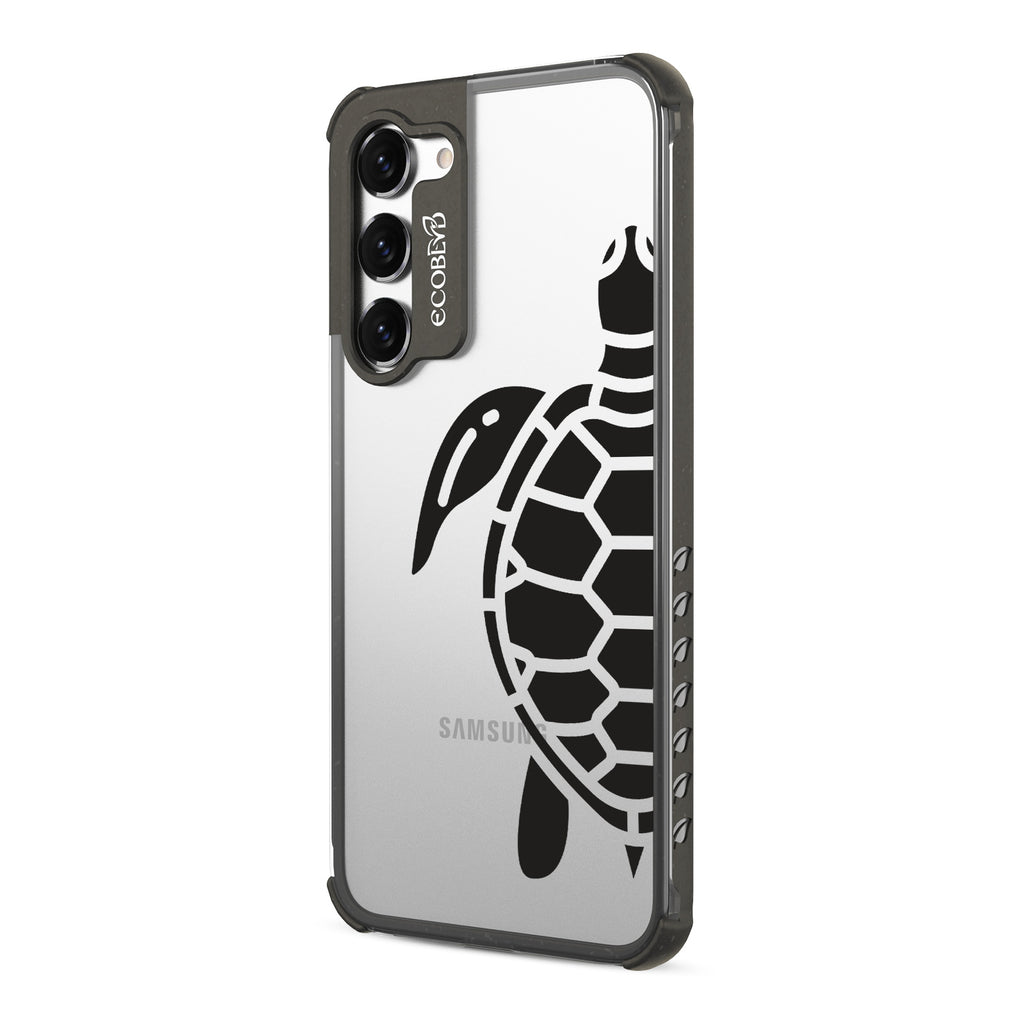 Sea Turtle - Right-side View Of Black & Clear Eco-Friendly Galaxy S23 Plus Case