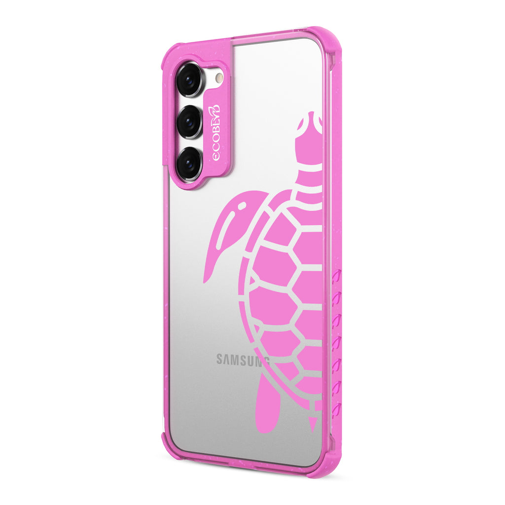 Sea Turtle - Right-side View Of Pink & Clear Eco-Friendly Galaxy S23 Case