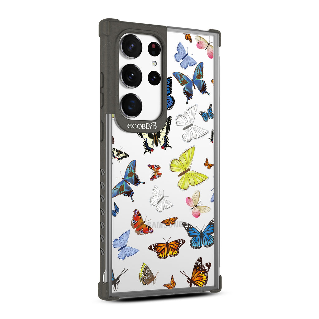 You Give Me Butterflies - Left-side View Of Black & Clear Eco-Friendly Galaxy S23 Ultra Case