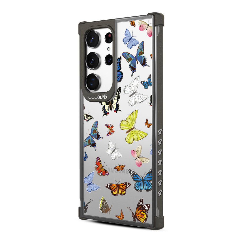 You Give Me Butterflies - Right-side View Of Black & Clear Eco-Friendly Galaxy S23 Ultra Case