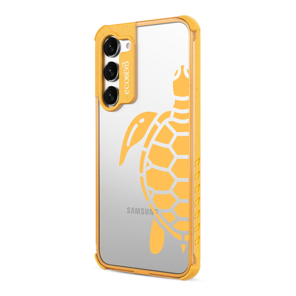 Sea Turtle - Right-side View Of Yellow & Clear Eco-Friendly Galaxy S23 Case