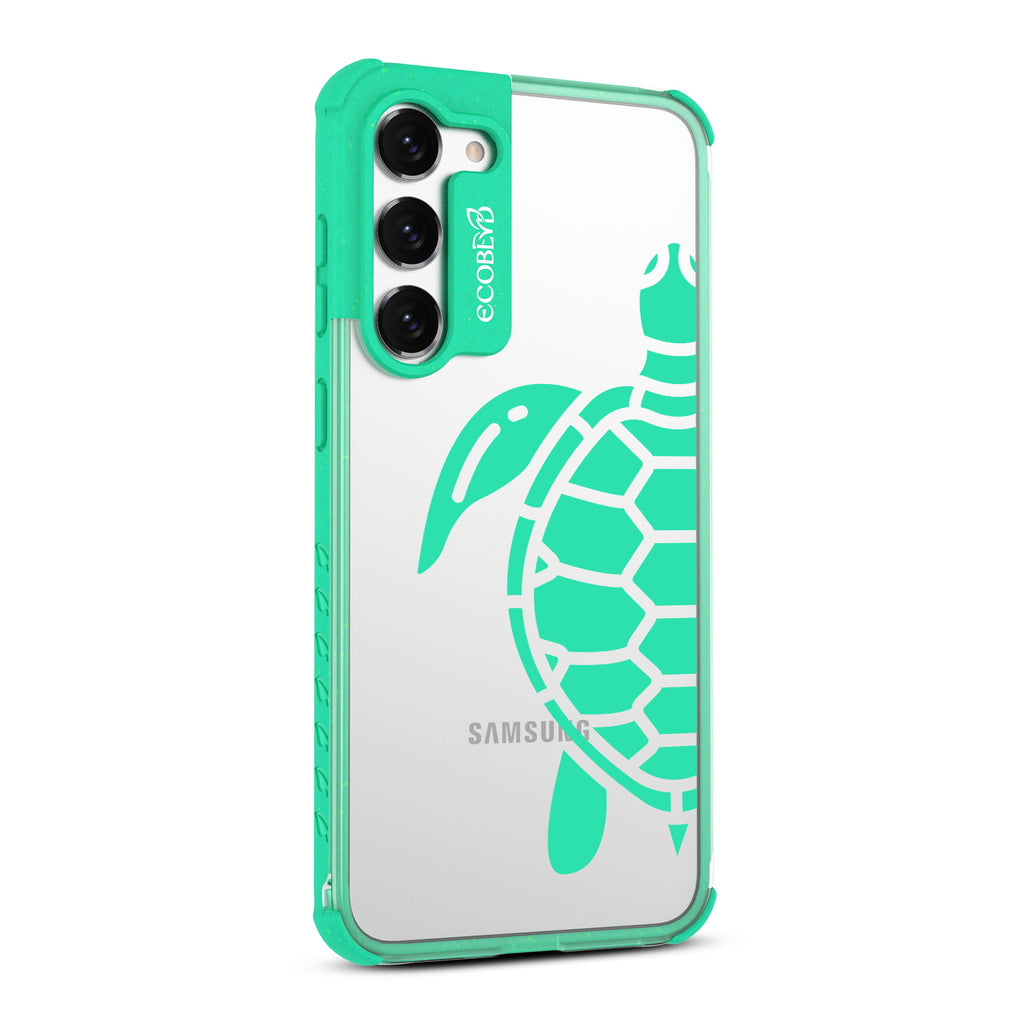 Sea Turtle - Left-side View Of Green & Clear Eco-Friendly Galaxy S23 Case