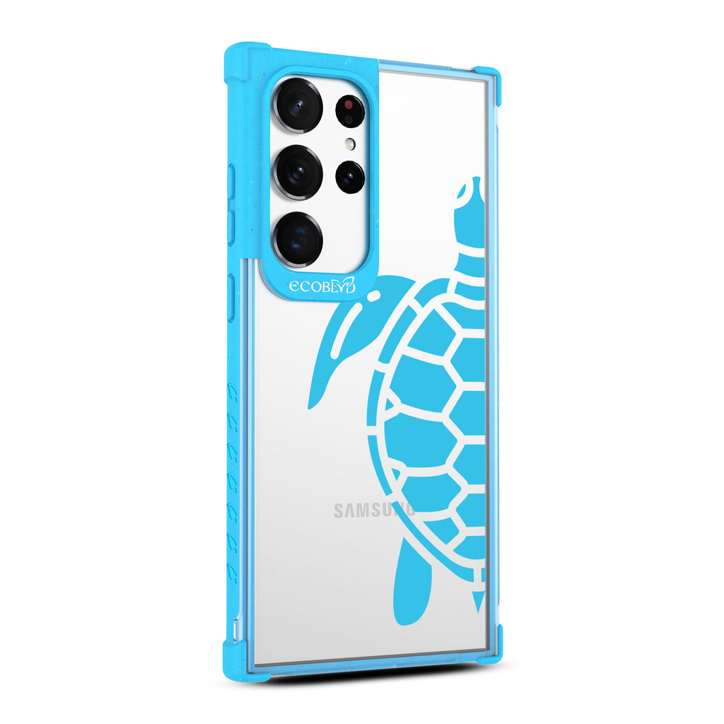 Sea Turtle - Left-side View Of Blue & Clear Eco-Friendly Galaxy S23 Ultra Case