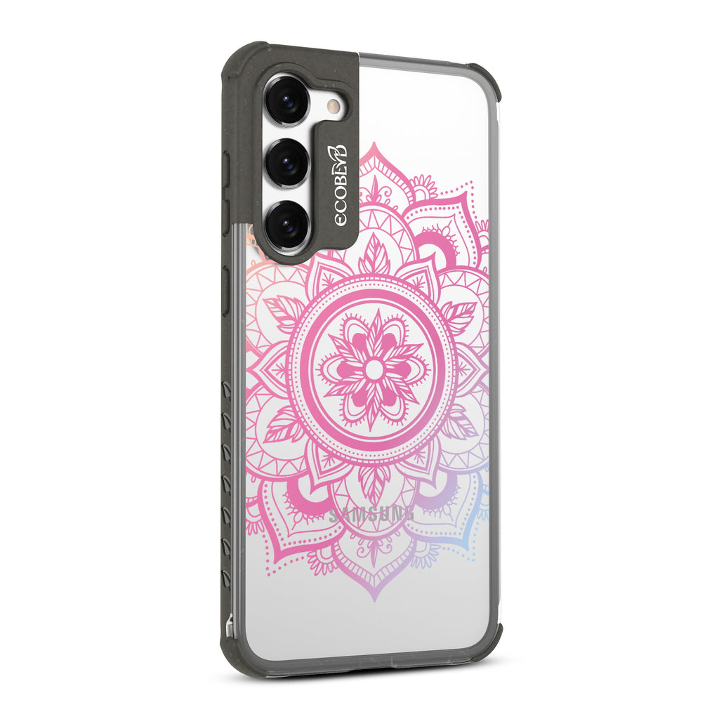 Mandala - Left-side View Of Black & Clear Eco-Friendly Galaxy S23 Case
