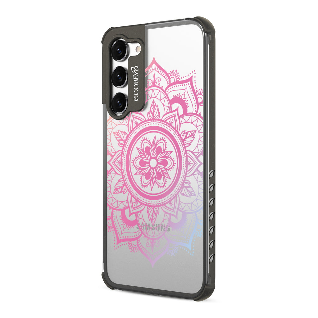 Mandala - Right-side View Of Black & Clear Eco-Friendly Galaxy S23 Case