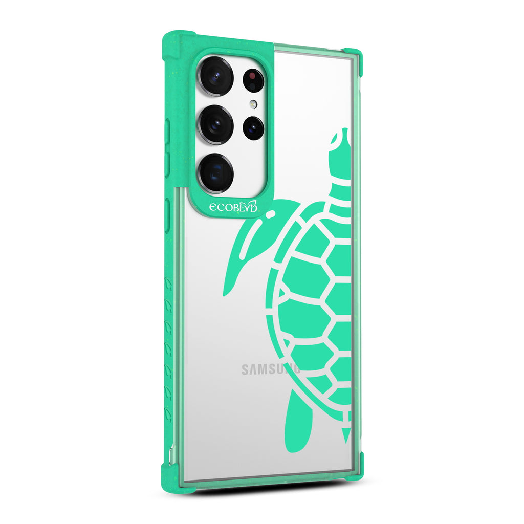Sea Turtle - Left-side View Of Green & Clear Eco-Friendly Galaxy S23 Ultra Case