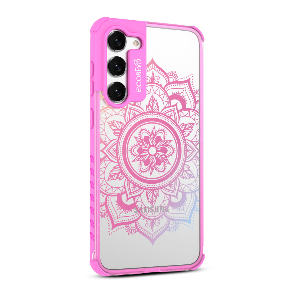 Mandala - Left-side View Of Pink & Clear Eco-Friendly Galaxy S23 Case