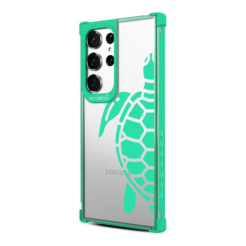 Sea Turtle - Right-side View Of Green & Clear Eco-Friendly Galaxy S23 Ultra Case