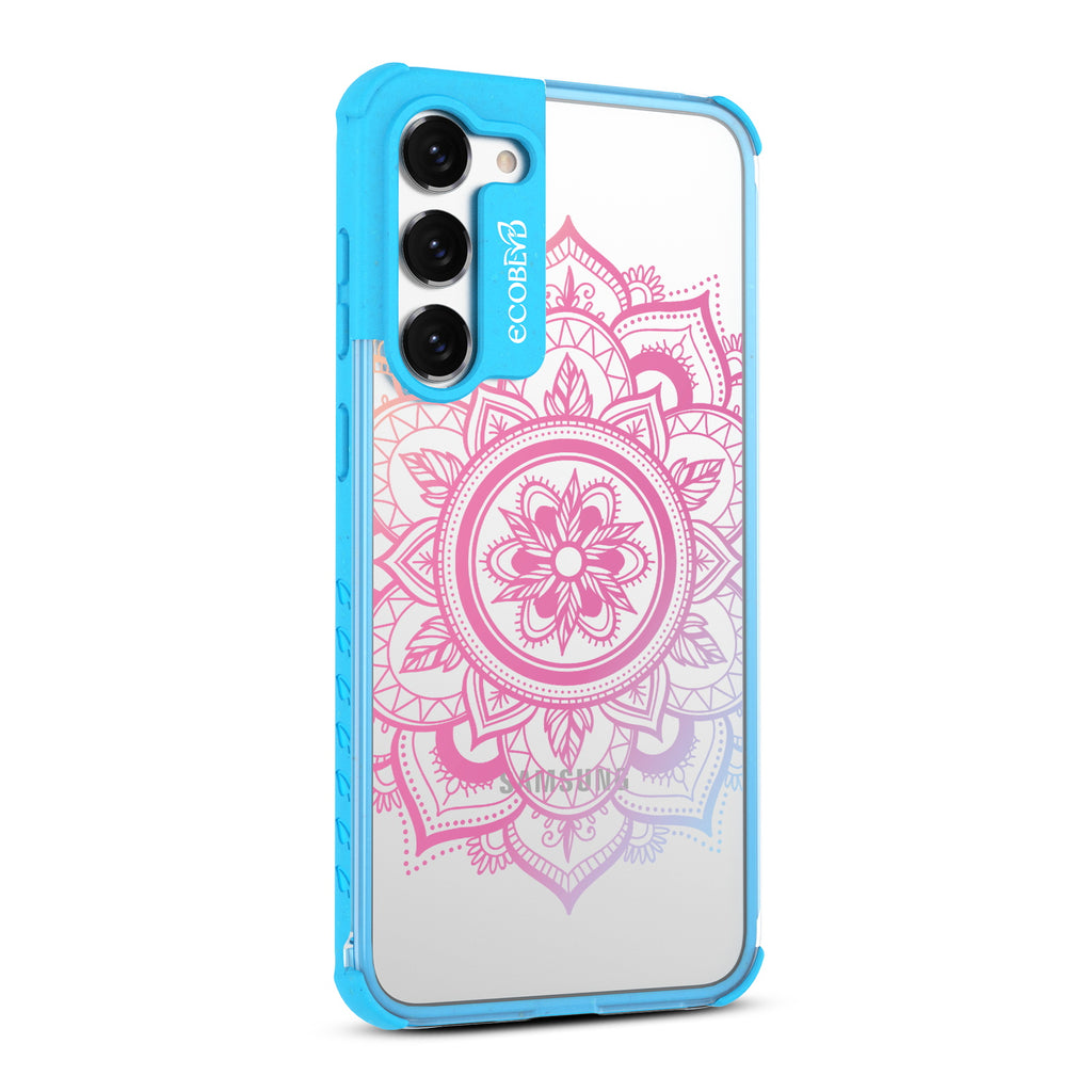 Mandala - Left-side View Of Blue & Clear Eco-Friendly Galaxy S23 Plus Case