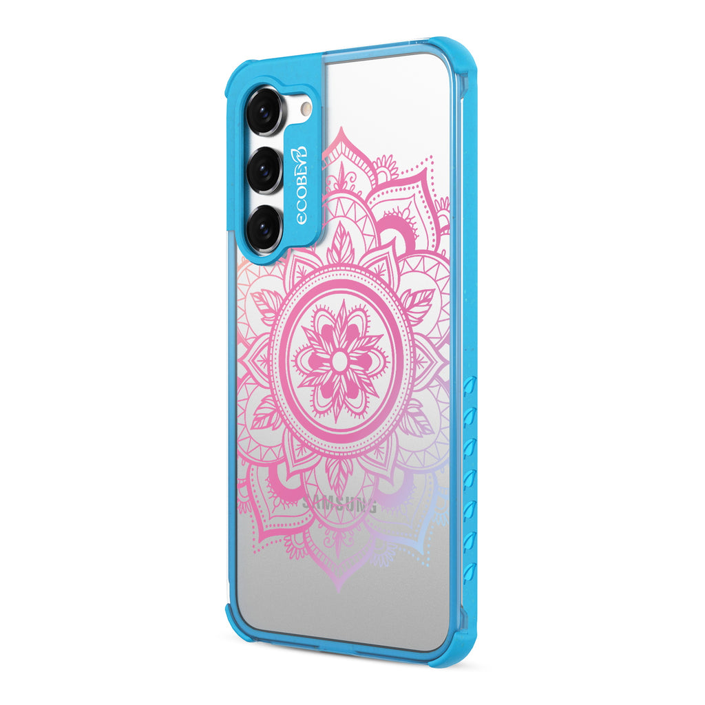 Mandala - Right-side View Of Blue & Clear Eco-Friendly Galaxy S23 Plus Case