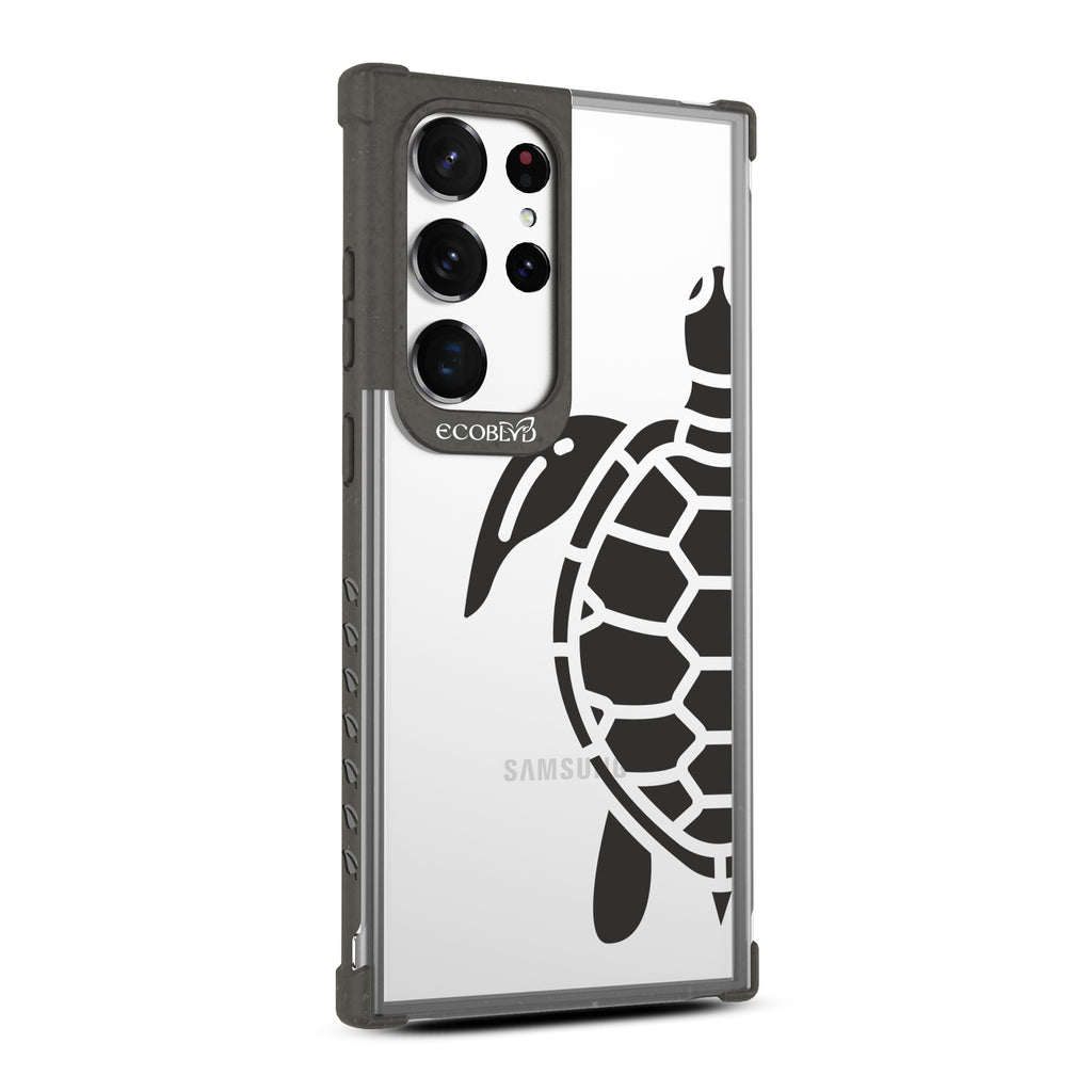 Sea Turtle - Left-side View Of Black & Clear Eco-Friendly Galaxy S23 Ultra Case