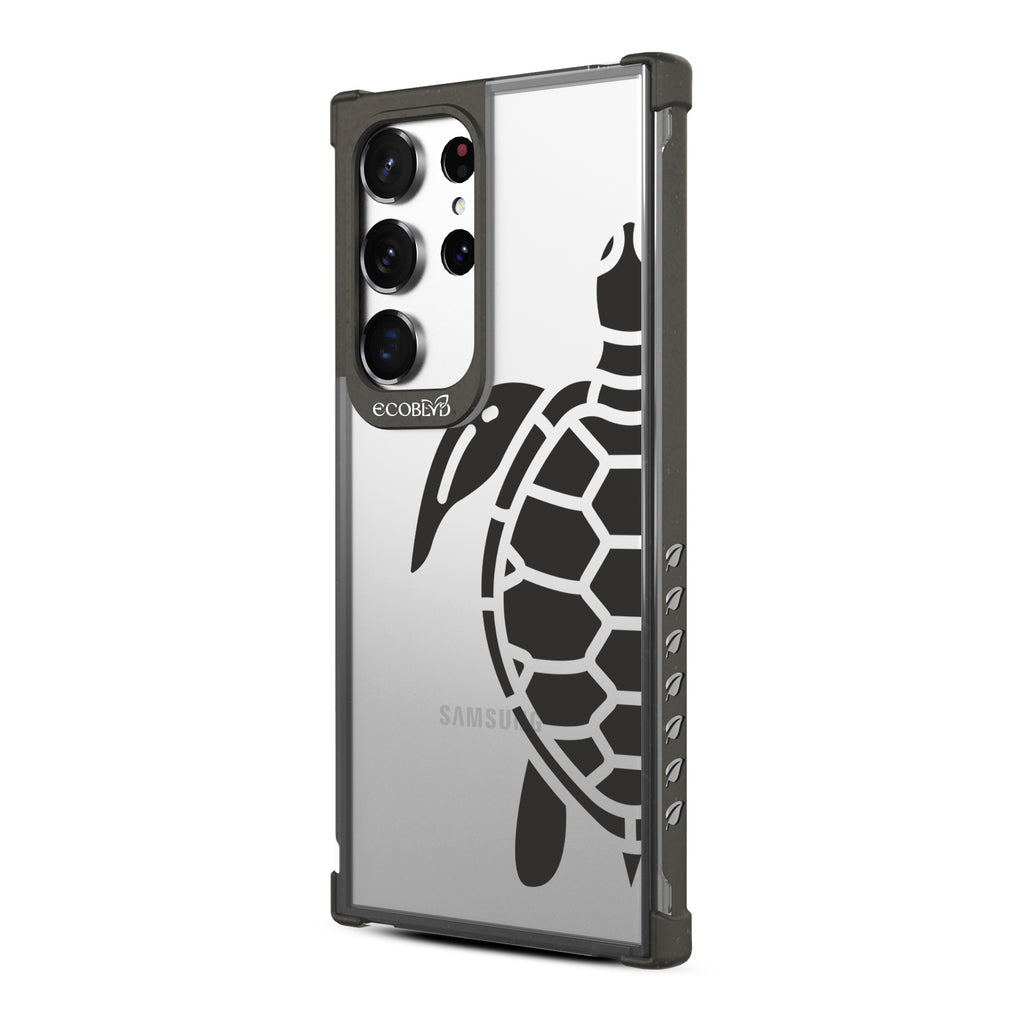 Sea Turtle - Right-side View Of Black & Clear Eco-Friendly Galaxy S23 Ultra Case