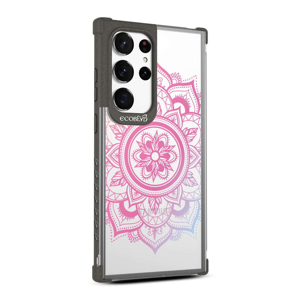 Mandala - Left-side View Of Black & Clear Eco-Friendly Galaxy S23 Ultra Case