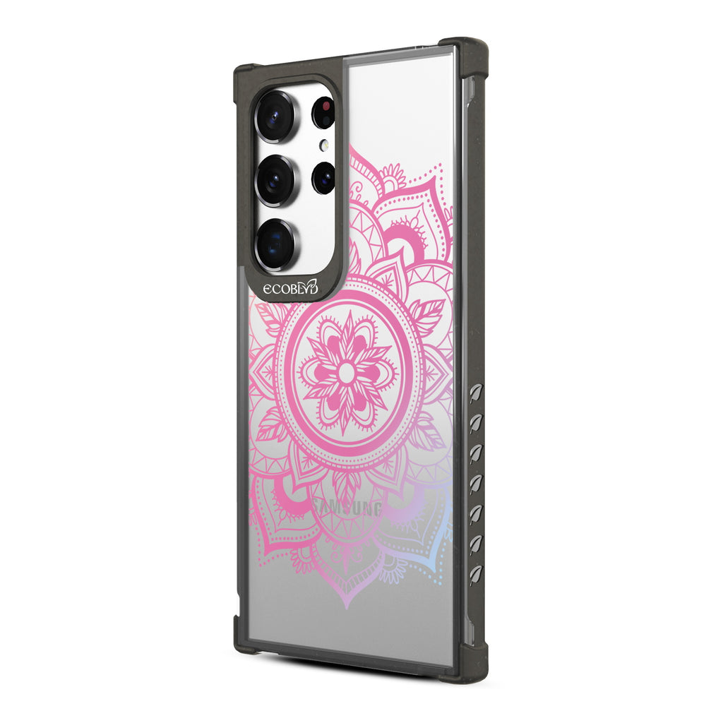 Mandala - Right-side View Of Black & Clear Eco-Friendly Galaxy S23 Ultra Case
