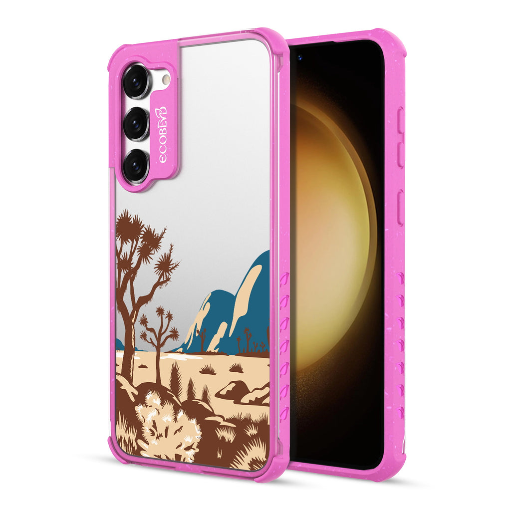 Joshua Tree - Back View Of Pink & Clear Eco-Friendly Galaxy S23 Case & A Front View Of The Screen