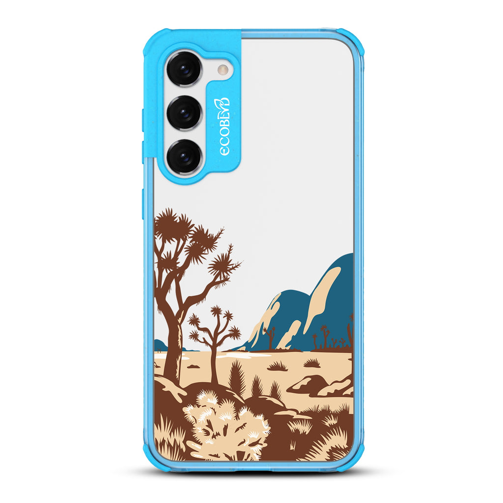 Joshua Tree - Blue Eco-Friendly Galaxy S23 Case With Minimalist Joshua Tree Desert Landscape On A Clear Back