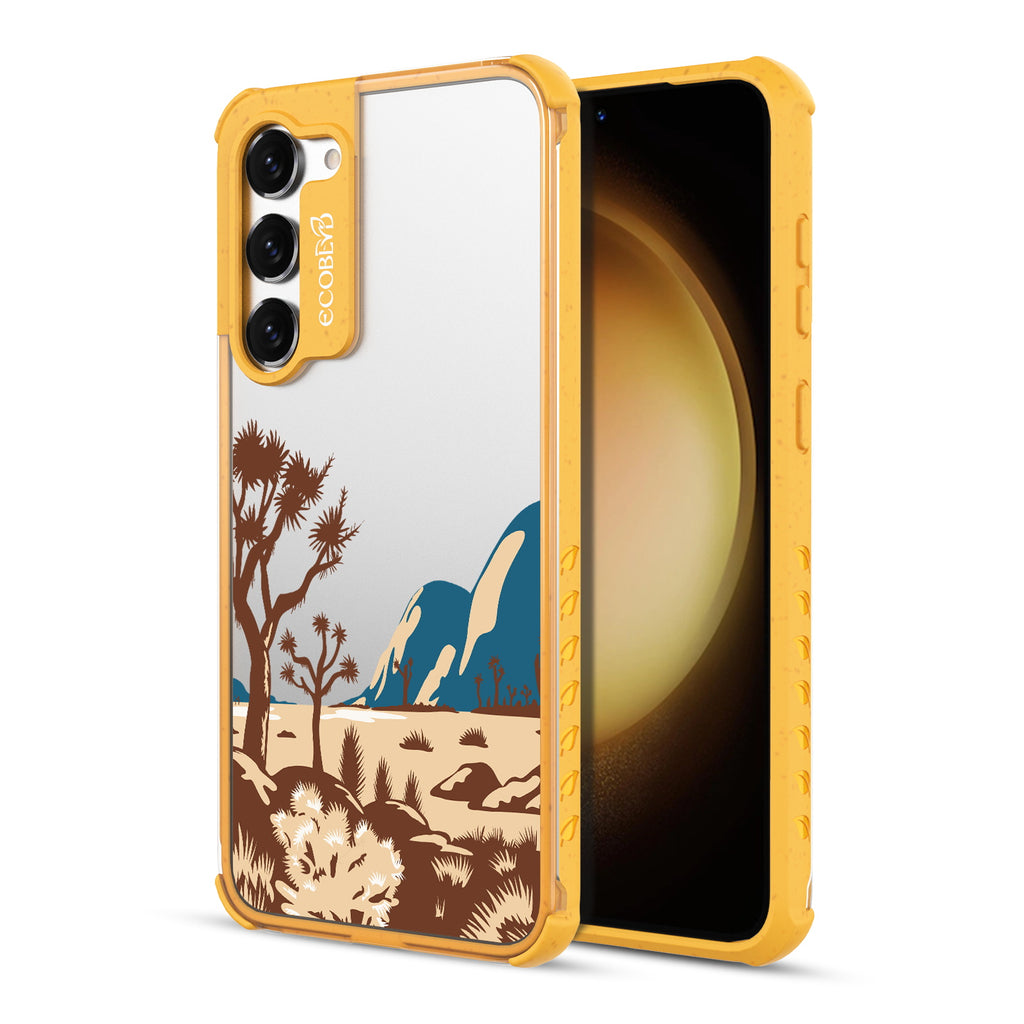 Joshua Tree - Back View Of Yellow & Clear Eco-Friendly Galaxy S23 Case & A Front View Of The Screen