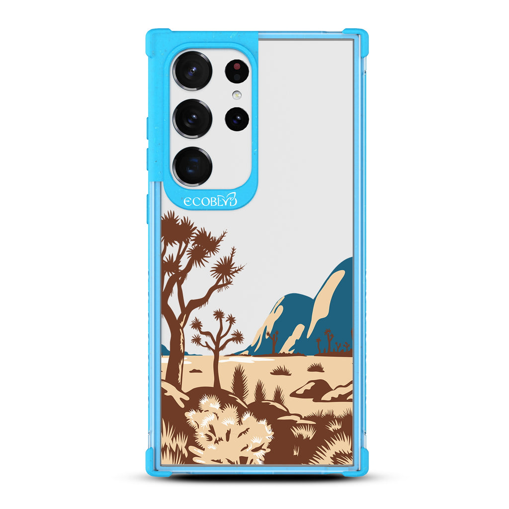 Joshua Tree - Blue Eco-Friendly Galaxy S23 Ultra Case With Minimalist Joshua Tree Desert Landscape On A Clear Back