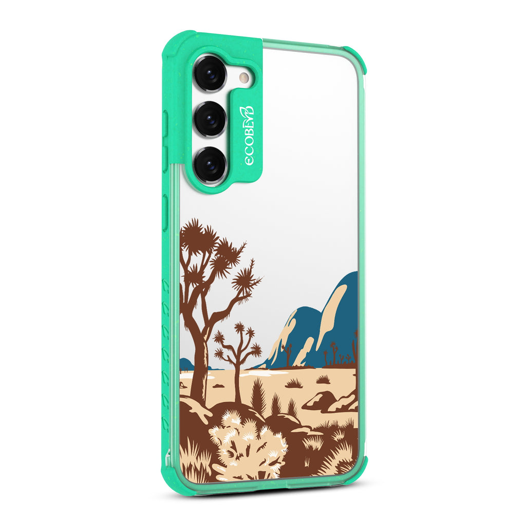 Joshua Tree - Left-side View Of Green & Clear Eco-Friendly Galaxy S23 Case