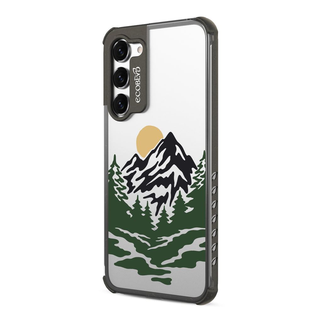 Mountains - Right-side View Of Black & Clear Eco-Friendly Galaxy S23 Case