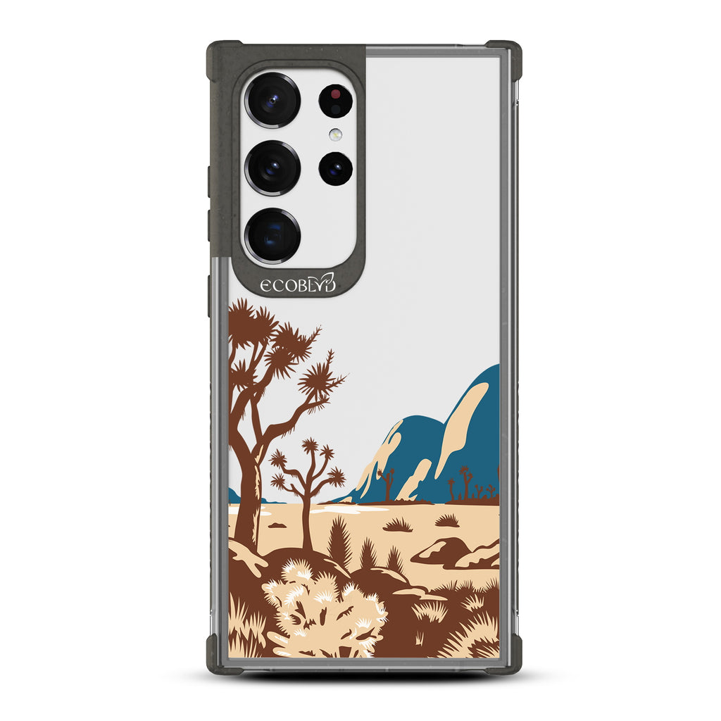 Joshua Tree - Black Eco-Friendly Galaxy S23 Ultra Case With Minimalist Joshua Tree Desert Landscape On A Clear Back