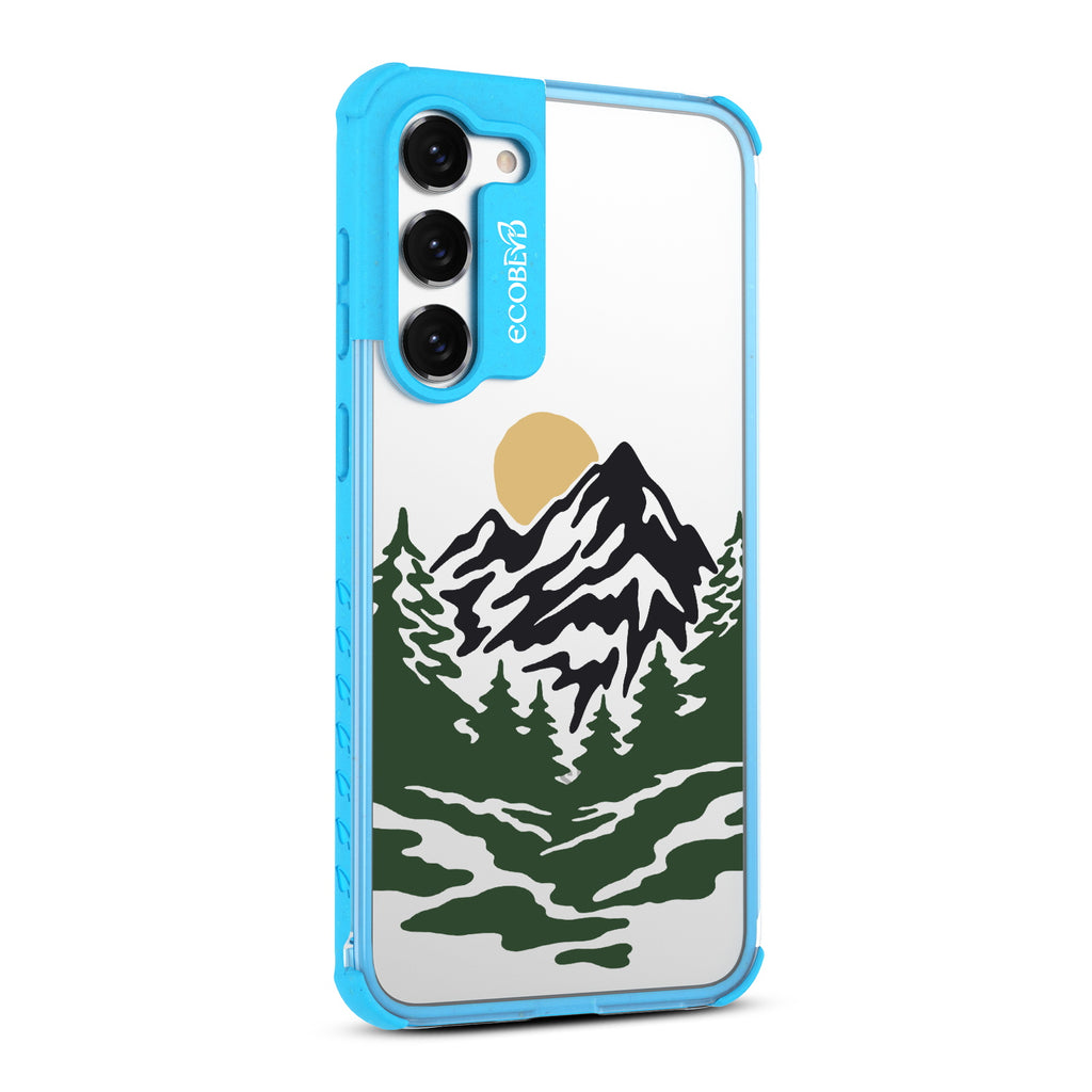 Mountains - Left-side View Of Blue & Clear Eco-Friendly Galaxy S23 Case