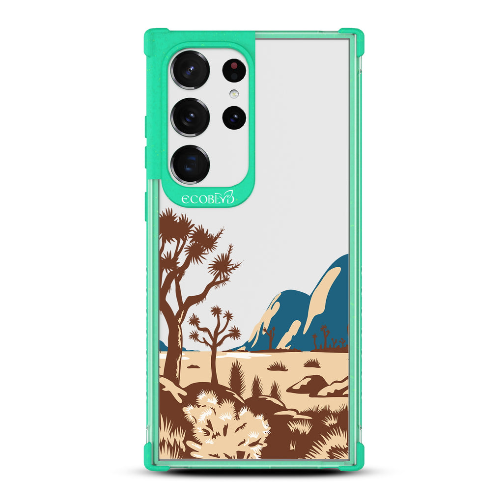 Joshua Tree - Green Eco-Friendly Galaxy S23 Ultra Case With Minimalist Joshua Tree Desert Landscape On A Clear Back