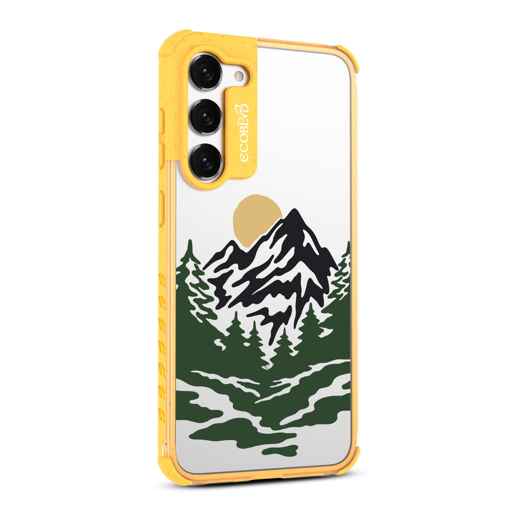 Mountains - Left-side View Of Yellow & Clear Eco-Friendly Galaxy S23 Case