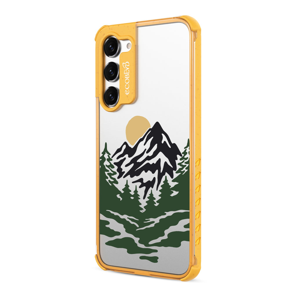 Mountains - Right-side View Of Yellow & Clear Eco-Friendly Galaxy S23 Case