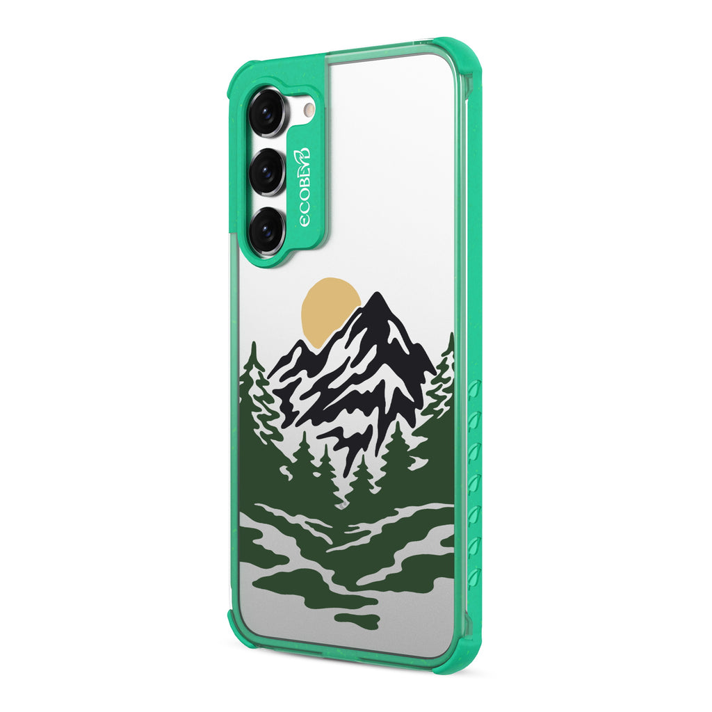 Mountains - Right-side View Of Green & Clear Eco-Friendly Galaxy S23 Case